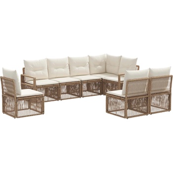 vidaXL Градински Софа Комплект 8 pcs Бежово полиратан (3435729)