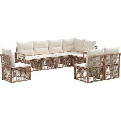 vidaXL Градински Софа Комплект 8 pcs Бежово полиратан (3435729)