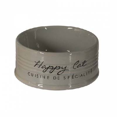 DUVO+ Keramická miska pre mačky HAPPY CAT - sivá 10,5cm 300ml