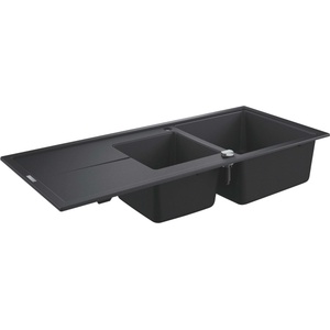 GROHE - Композитна мивка K400 с автоматичен сифон, 116x50 cm, гранит черно 31643AP0 (31643AP0) Мивка за вграждане