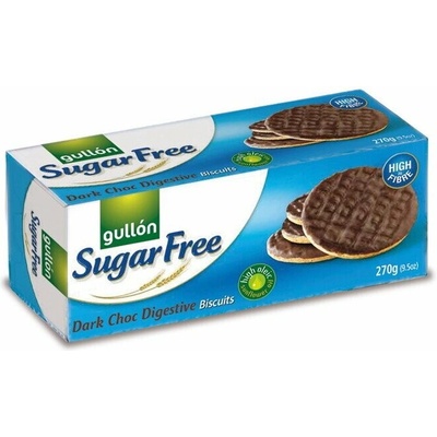 Gullón Dark Choc Digestive sušienky polomáčané v tmavej čokoláde bez cukru 270 g