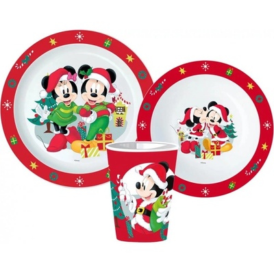Stor Detská vianočná sada plastového riadu pre deti Mickey & Minnie Mouse Disney 3 diely
