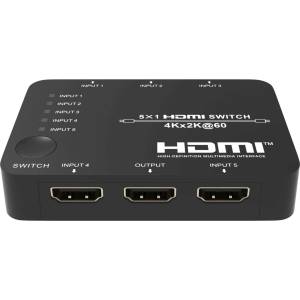 EVOCONNECT HDMI2.0b суич 5x1 4K@60Hz 4: 4: 4, HDCP2.2, 3D с дистанционно управление (HDCVT-HDS-B51)