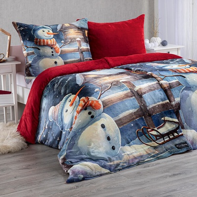 decoDoma povlečení z mikroplyše SNĚHULÁK 140x200 70x90