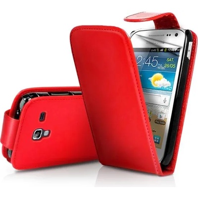Samsung Galaxy Ace Plus S7500 Flip Калъф Червен + Протектор