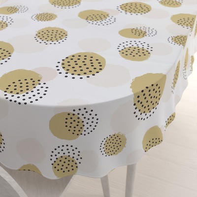 Biante Teflonový oválný ubrus TF-059 Okrová a světle meruňková puntíková kola na bílém 100x160cm