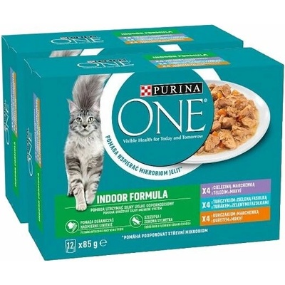 Purina ONE Indoor kura tuniak teľacie v šťave 24 x 85 g
