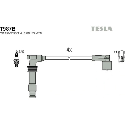 Sada zapaľovacích káblov TESLA T987B
