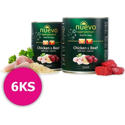 Nuevo Dog Junior Chicken & Beef 6 x 800 g