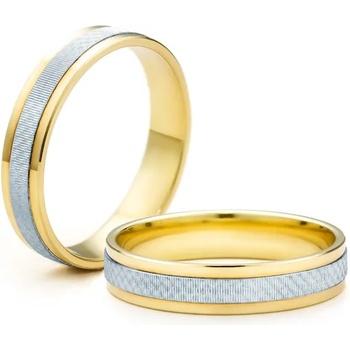 Image 1 of SAVICKI Сватбени халки: двуцветно злато, плоски. 4 мм