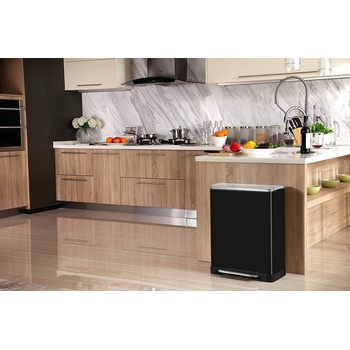 Image 1 of EKO-Europe EKO Кош за разделно събиране на отпадъци с педал E-CUBE - (28 + 18) литра - черен (EKO 926846 - Black)