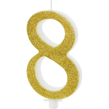 Image 1 of PartyDeco Свещ за торта - златна, номер 8