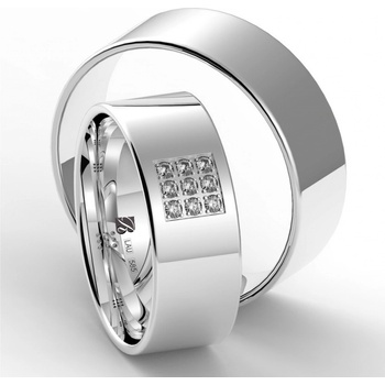 Blink Blink rovné svadobné obrúčky z bieleho zlata s kameňmi v švorci 8119 BL