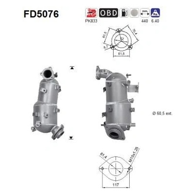Filtr sazových částic, výfukový systém AS FD5076