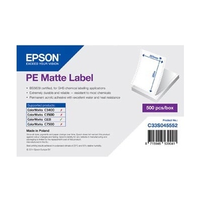 Epson etikety 203mm x 305mm, biele, balené po 500 ks, C33S045552, pre atramentové tlačiarne