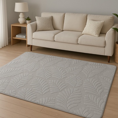 Takoy Koberec 120x170 vzor lístie šedý-HT-00403 | 120 x 170 cm