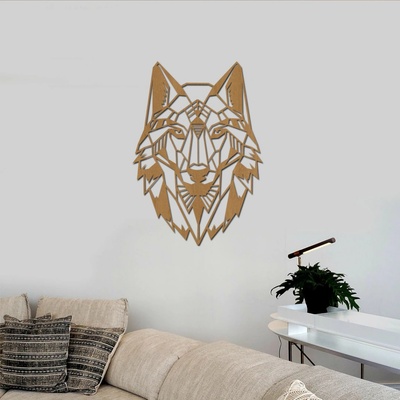 dřevo života Dřevěný obraz vlka GEOMETRY Rozměry (cm): 60x85, Zvolte barvu dekoru: Horský dub