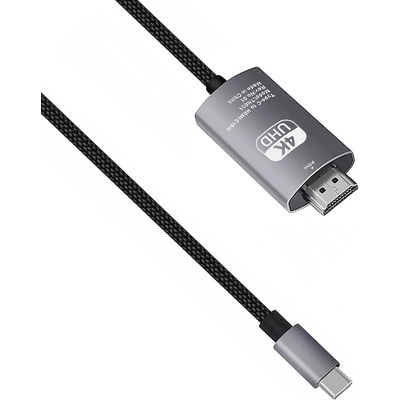 DeTech Кабел DeTech, USB-C - HDMI, 2.0m, 4K, 30Hz, С оплетка, Сив - 18393 (18393)