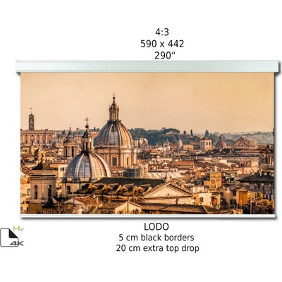 Screenline Моторизиран прожекционен екран за стена/таван Screenline LODO Home Vision, 590x442(290) , 4: 3, бял, стенен превключвател (SL-LO590BHV)
