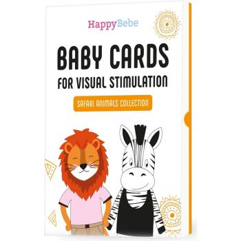 HappyBebe Стимулиращи карти за бебе HappyBebe - Сафари животни (SKU6AFGR)