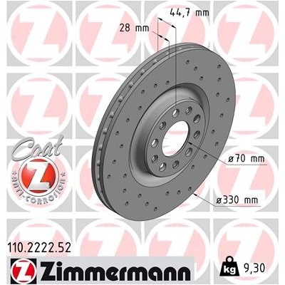 ZIMMERMANN Brzdový kotúč 110.2222.52