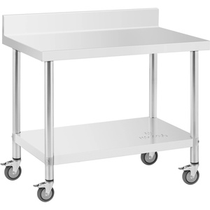 Royal Catering Работна маса на колелца - 60 x 100 см - Гръб - товароносимост 155 кг - Royal Catering RCAT-100/60-WS (RCAT-100/60-WS)