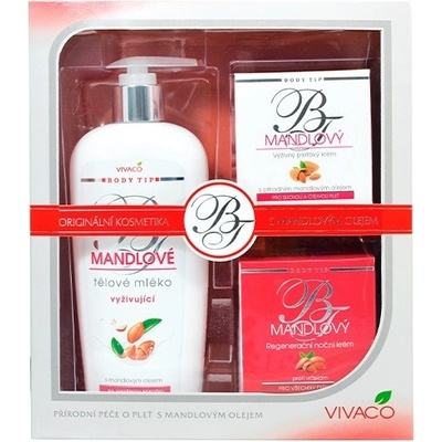 Vivaco Body Tip Mandlová tělové mléko 400 ml + denní krém 50 ml + noční krém 50 ml dárková sada