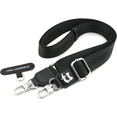 Šňůrka na krk Karl Lagerfeld univerzální crossbody popruh Choupette Patch černý (KLUCNCHPSPK) – Zboží Mobilmania