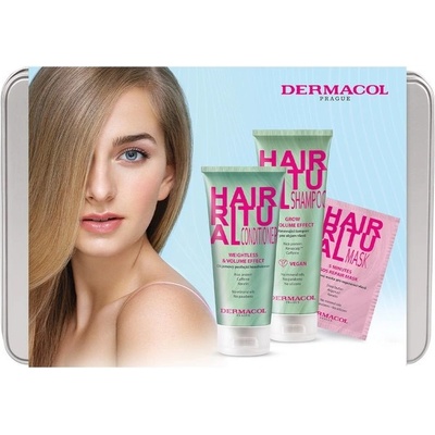 Dermacol Hair Ritual posilňujúci kondicionér pre objem vlasov 200 ml + obnovujúci šampón pre objem vlasov 250 ml + intenzívna regeneračná maska na vlasy 15 ml