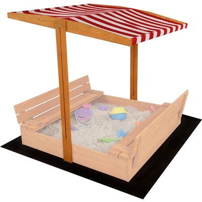 Baby Mix Strieška pre detské drevené pieskovisko 120x120 cm červeno-biela