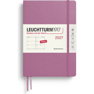 Leuchtturm1917 Weekly Calendar 2027 Medium (A5) - English, Dusty Rose, Hardcover, 12 months - January-December 2027, 1 week per double page, 80 g/m2 paper with high ink compatibility - 400269 (400269)