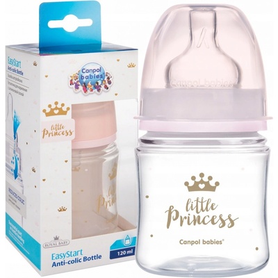 Canpol babies fľaša sa širokým hrdlom Royal Baby Pink 120 ml