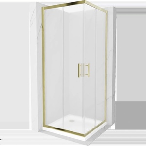 Mexen Rio квадратна душ кабина 80 x 80 см, матирана, златиста + поддушово (860-080-080-50-30-4010G)