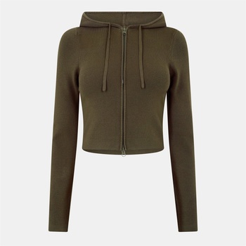Jack Wills Суичър Jack Wills Knitted Zip Hoodie Women - Khaki