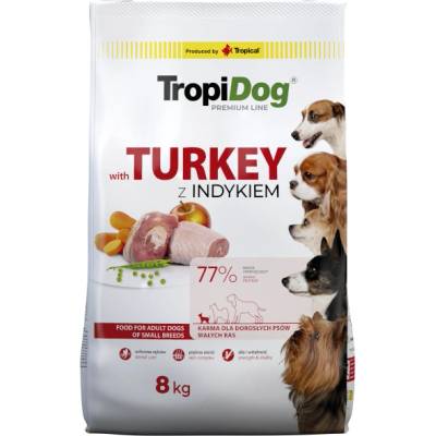 TropiDog Premium Adult Small Breeds с пуйка и ориз 8 кг
