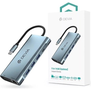DEVIA ST399992 Leopard 11in1 3xUSB/Type-C/PD/HDMI/VGA/RJ45/Card Reader/Jack Разпределителен адаптер Hub (ST399992)