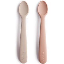 Mushie Silikonová lžička 2 ks Blush-shifting-sand