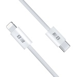 Blueo - Кабел за данни - Type-C към Lightning, бързо зареждане, оплетен, 2 м - Бял