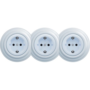 Kliklap - Тройна ретро домашна розетка с рамка SCHUKO 230V синя (KA0027B)