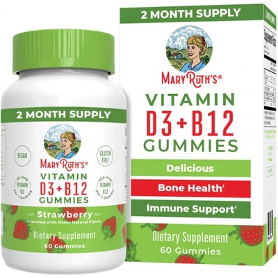 Mary Ruth's D3 + B12 Gummies jahoda 60 bonbónov