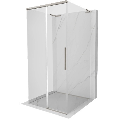 Mexen Rox-3S L 3-стенна плъзгаща душ кабина 90 x 90 cm, прозрачна, четкан никел - 8C2L-090-090-97-00-3S (8C2L-090-090-97-00-3S)