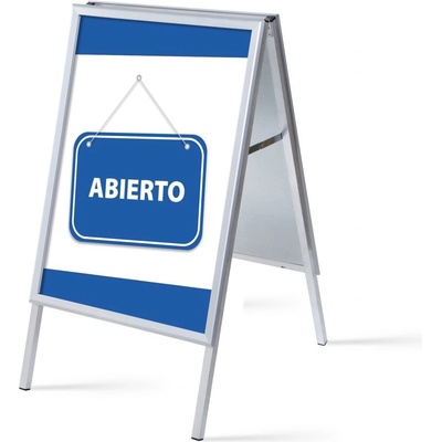 Jansen Display Set reklamního áčka A1, Otevřeno, modrý, španělsky, 639 x 1094 mm