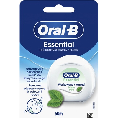 Oral-B Essential Floss Mint voskovaná dentálna niť s mätovou príchuťou 50 m