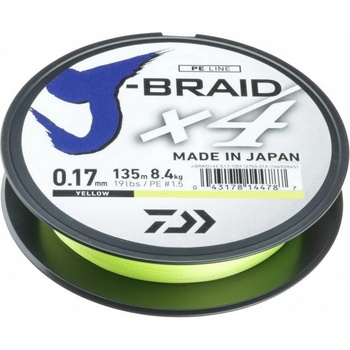 DAIWA J-BRAID X4 ŠNÚRA yellow 135m 0,10mm