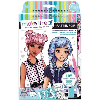 Make It Real Книжка със стикери и шаблони Make it Real - Pastel Pop, Моден дизайнер (3205)