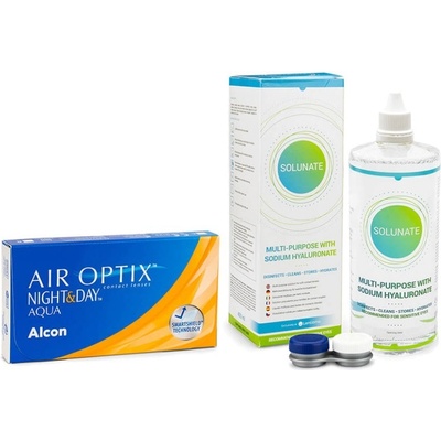 Alcon Air Optix Night & Day Aqua 6 čoček + Solunate Multi-Purpose 400 ml s pouzdrem