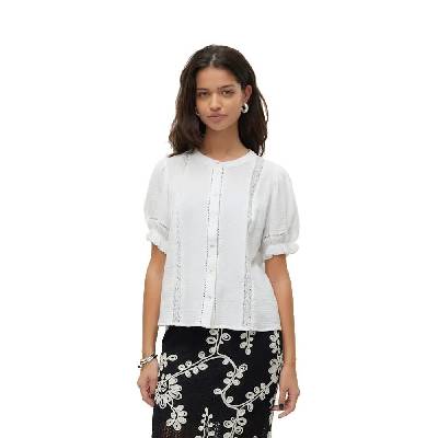 Natali 2/4 Lace short sleeve blouse - White (Snow White)