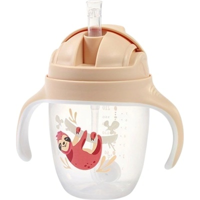 Babyono Неразливаща се чаша със сламка Babyono - Be Active, 240 ml, Beige (5901435415030)