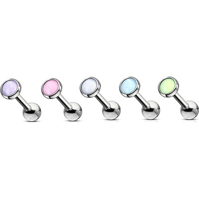 Šperky eshop piercing z oceli do ucha stříbrná barevná epoxidová glazura tenká objímka P12.01 Zelená