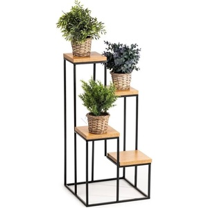 HowHomely Стойка за цветя KASKADA 70x34 черен/кафяв (DD0186)